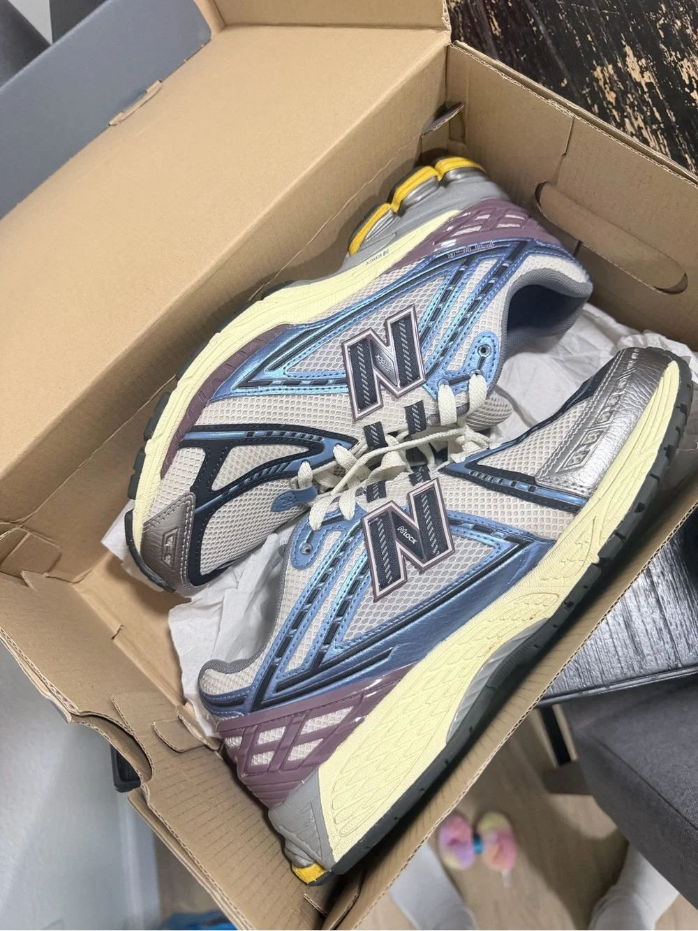 New Balance 1906rMen's Multi-Color Running Sneaker - Blue, Cream, Gray, Burgundy